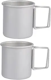 BRIGHTFUFU 2pcs Portable Aluminum Drinking Cups Lightweight Camping Cups Outdoor Metal Mugs Foldable Water Mugs Round Bottom Design