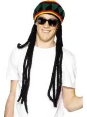 Rasta Beret Crochet Dreadlocks Headwear Knitted Jamaica Luau Hawaii Hat Wig