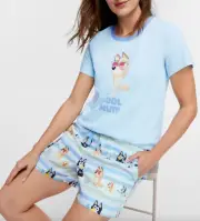 NEW PETER ALEXANDER BLUEY TEE TOP + SHORTS PJ SET WOMENS MEDIUM M $129.90