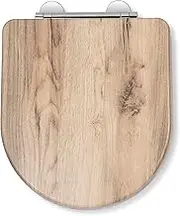Croydex Varese Soft Close Toilet Seat - Quick Release Button for Easy Cleaning and Adjustable Hinges with Top and Bottom Fixings Included, Antibacterial Treated Surface (D-Shape Toilet Seat Grey Oak)
