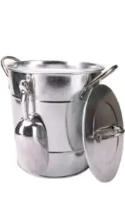 T586 4L Silver Metal Galvanized Double Walled Ice Bucket Set with Lid and Scoop