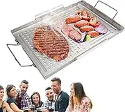 Griddle Plate,Flat Top Griddle - Stainless Steel Cooking Utensils for Indoor Outdoor, Barbecue Tools with Handles