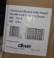 (Case of 12) Drive 11108 Commode Bucket 12 Quart With Metal Handle And Cover NEW