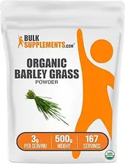 BulkSupplements.com Organic Barley Grass Powder - Barley Powder - Green Superfood Powder - Barley Grass Powder Organic - Greens Powder - Vegan, 3g per Serving (500 Grams - 1.1 lbs)