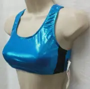 Dance Cheer Racer Back Bra Top Foil Turquoise or Silver Ladies/Girls 97122