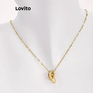 Lovito 休閒心型低過敏方晶鋯石 18K 金女項鍊 L66AD018 (金色)