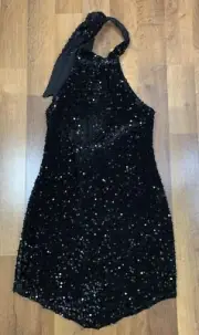 Nordstrom TopShop Women’s 6 Sequin Cocktail Dress Black Mini