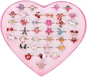 [Abaodam] Little Girl 36pcs Alloy Jewelry Toys Boys and Girls Rings Mixed Patterns up Accessory