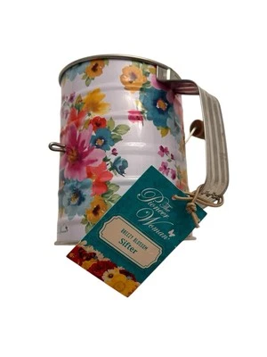 The Pioneer Woman BREEZY BLOSSOM Floral Print Metal Handheld Crank Sifter-NEW!!