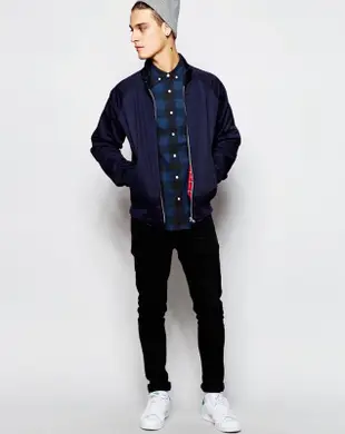 Asos Skinny Shirt With Buffalo Check Long Sleeves Xxs 深藍格紋長袖襯衫