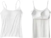 [Cmeilau] New Tank with Built-in Bra,Women's Camisole with Built in Padded Bra,Adjustable Spaghetti Strap Vest Padded Tank Tops