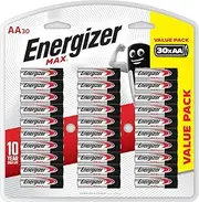 Energizer Max AA Alkaline Batteries, 1.5V Mercury-Free & Leak Resistant, Longer Lasting Power & Better Performance, 10 Year Shelf Life, 30 Pack