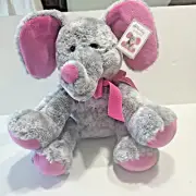 Hailey Elephant Plush Gray w Pink Soft Stuffed Animal Aurora World 12”