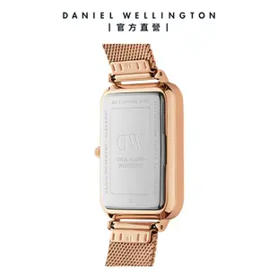 Daniel Wellington 手錶 Quadro Pressed Melrose 29x36.5 玫瑰金麥穗式金屬編織大方錶-白錶盤-玫瑰金框(DW00100465)