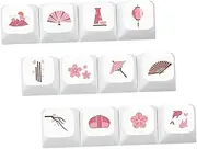 Happyyami 12Pcs Floral Pattern Keycaps for Mechanical Gaming Keyboard Durable Pbt Material Five Sided Dye Sublimation Easy Installation Vibrant Colors Custom DIY Design