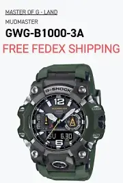 Casio G-Shock Master Of G Mudmaster Solar Radio Resin Green Watch GWG-B1000-3A