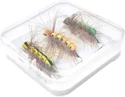 Zxpjkyu 3X Fly Fishing Lures Fly Fishing Baits Foam with Storage Box Accessories Artificial Lures Tackle Gifts for Crappie Panfish