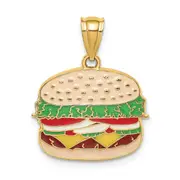 14k Yellow Gold w/Enamel Cheeseburger Charm