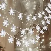 SHGarden Snowflake String Lights Battery Operated(Not Included) 33FT 80 LED Christmas Lights Decorations Waterproof Snowflake Xmas Fairy Lights for Tent Party Garden Indoor Outdoor SH0075 (Cool White)
