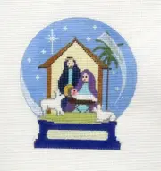 Amanda Lawford VNG Nativity Snow Globe Handpainted Needlepoint Canvas
