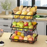 3 Tier Countertop Fruit Basket Bowl Kitchen Counter Metal Wire Storage Produce