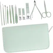 HAMPPLIES 1Set Manicure Pedicure Set Multi Function Nail Clippers Kit with Portable Case for Travel and Home Grooming Easy Safe Nail Care Matcha
