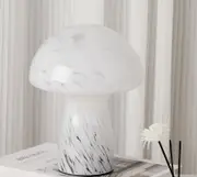 Speckled White Retro Swirl Glass Mushroom Table Lamp Led Bedside Night Light Night Lights
