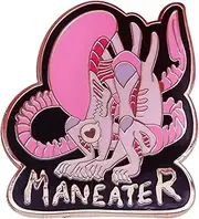 [Pinstant] Pink Maneater Man Eater Alien Feminist Feminism Women Rights Girl Power 1.6" Enamel Pin Badge, 1.5 Inches, Enamel, enamel