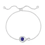 September Birthstone - Sapphire CZ Adjustable Silver Bracelet