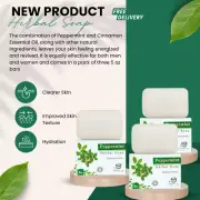 Herboganic Peppermint Herbal Soap-Refreshing Antiseptic Skin Cleanser,5oz-Pack 3