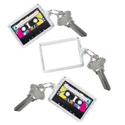 80's Cassette Tape Picture Frame Keyrings (Pack of 12)