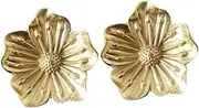 OKUMEYR 2pcs Elegant Gold Solid Brass Wildflower Drawer Pulls Vintage Floral Cabinet Handles for Kitchen Bathroom Wardrobe Easy Install Decorative Knobs Unique Design for Home Decor