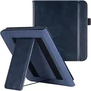 [LaoShuSheng] Stand Case for 7" Kobo Libra Colour (Model N428) / Kobo Libra 2 / H2O (Model N418 / N873) - PU Leather Book Folio Sleeve Cover with Two Hand Straps and Auto Sleep/Wake (Dark Blue)