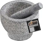 Gorilla Grip 100% Granite Slip Resistant Mortar and Pestle Set, Stone Guacamole Spice Grinder Bowls, Large Molcajete for Mexican Salsa Avocado Taco Mix Bowl, Kitchen Cooking Accessories, 2 Cups, Gray