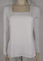 NWT Brooks Brothers white square neck rayon blend blouse shirt ladies Medium