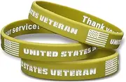 [VetFriends.com] United States Veteran Silicone Olive Drab Military Wristband/Bracelet (3-pack), One Size, Silicone