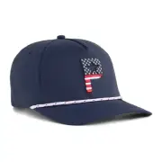 NEW Puma Golf 2025 Pars & Stripes 5 Panel Snapback Hat Cap - Navy / White