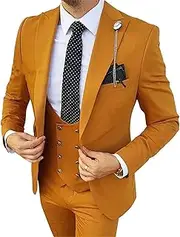 [Maiyifu-GJ] Men's 3 Piece Suits One Button Formal Wedding Prom Suit Set Slim Fit Blazer Jacket Vest Pants Tuxedo Sets