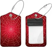 [KQNZT] Luggage Tag, 2 Pack Suitcase Tags, Leather Luggage Tag, Travel Tags for Luggage, Luggage Name Tags, Pink Halloween Spider Web Pattern