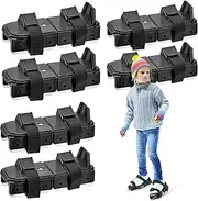 4 Pcs Adjustable Double Runner Ice Skates with Hook and Loop Fastener Straps Toddler Ice Skates Ice Skating Shoes Double Blade for Winter Toddler Training Shoes Beginner Youth, Black