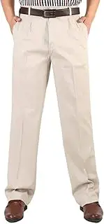 [Botong] Men's Straight Comfort Casual Pants Wrinkle-Resistant Flat Front Suit Pants Light Beige 31W/32L