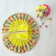 [Generic] Laddu Gopal Dress Size 1, Ladoo Gopal Dress, Bhagwan Ki Poshaak, Dev Vastra, Kanha Ji Dress, Bal Krishna Dress, Bal Gopal Dress, Handcrafted Krishna Poshaak, Janmashtami Dress for Krishna (Yelllow)