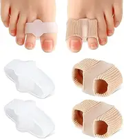 4pcs Gel Toe Separators Bunion Corrector with 2 Loops Big Toe Spacers Overlapping Toes Spacers Hammer Toe Straightener Soft Breathable Elasticity Bunion Spacers for Women Men Relieve Foot Pain