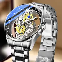 在飛比找蝦皮購物優惠-雙面透明鏤空全自動機械錶男士手錶男防水夜光石英錶抖音新款跨境