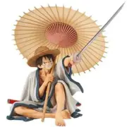 14cm One Piece Figure Holding Umbrella Luffy Sitting Posture Top Decisive Battle
