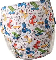 kokiya Adult Cloth Diaper Washable Nappy Cover Adjustable Buckle Side for Old Man Drying Soft Material Protective Underwear, Dinosaur XXL