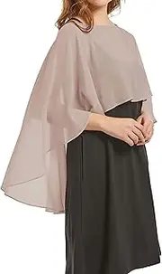 [florynova] Womens Chiffon Cape Shawls for Wedding Dresses Elegant Banquet Capelets Cover Up