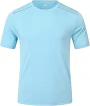 [Huayuzh] UV Shirt Men's Rash Guard T-Shirt Swimming Shirt UPF 50+ Quick Drying Lightweight Breathable Surfing Hiking Top, 13 Sky Blue, Large