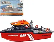 1/32 Scale RC Boat for Adult, 2.4G Mini RC Rescue Boat Model Kit for Pool, Rivers, Lakes, for Adults, RTR Version,Black and red