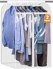 KEETDY 35" Hanging Garment Bags for Closet Storage Large Clear Garment Bags for Hanging Clothes Garment Rack Cover Coat Protector for Suit, Wardrobe, Bottom Enclosed, 2 Packs
